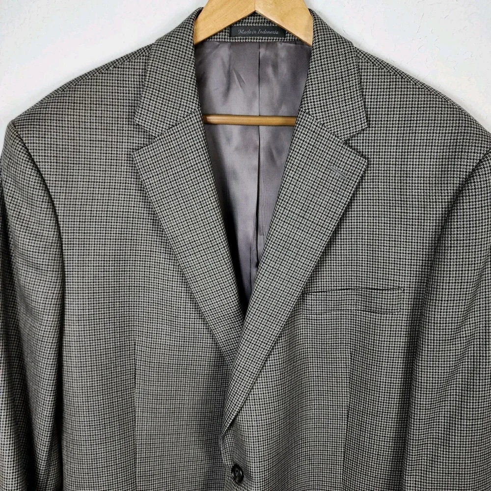 Lauren Ralph Lauren‎ LRL Sport Coat Mens 46L Gray Houndstooth Wool Blazer Career